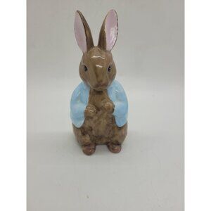 VTG Schmid 1989 Peter Rabbit Ceramic Nightlight 5" Tall Brown Blue cottage core
